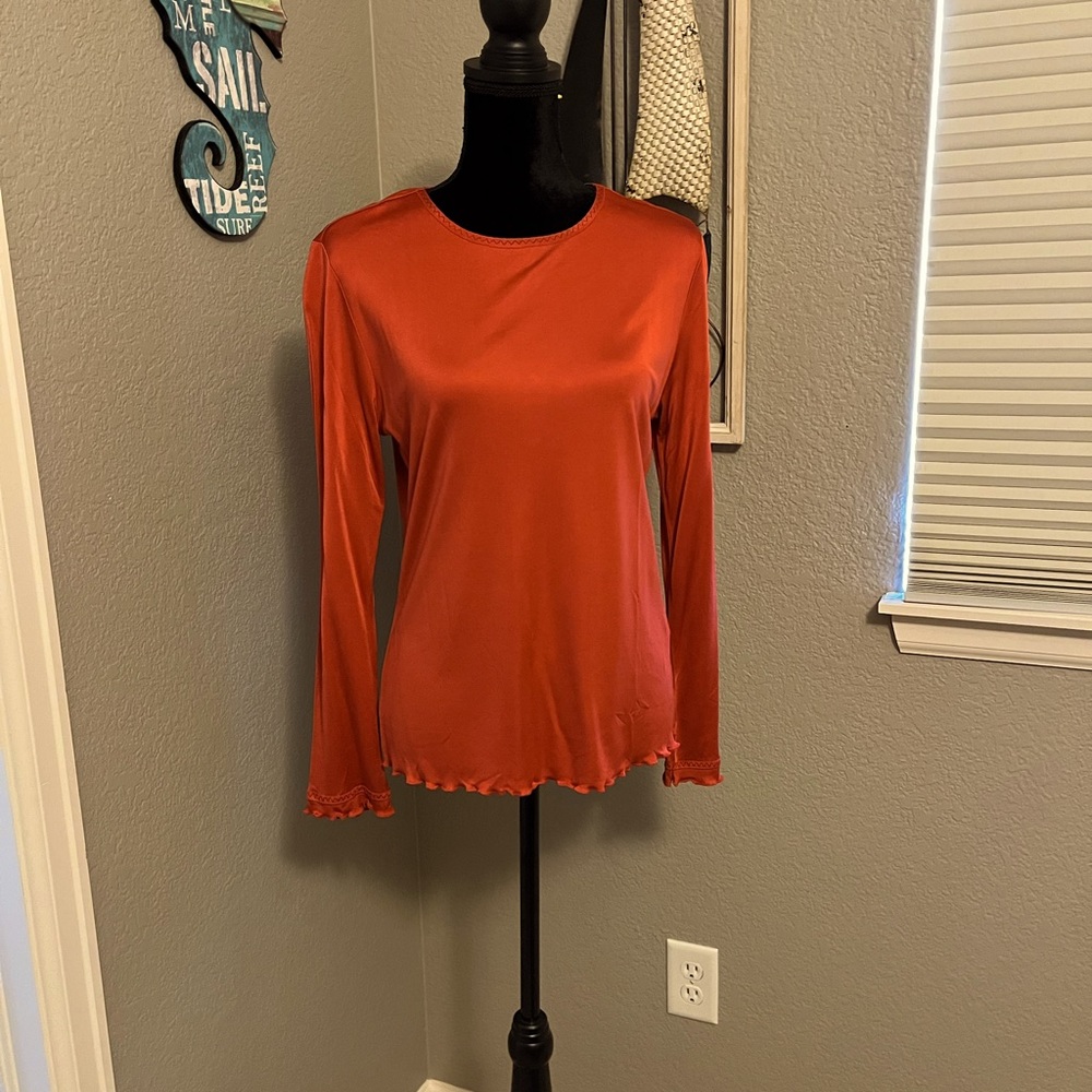 COVELO CLOTHING 100% Silk Long Sleeve shirt!!  Size L